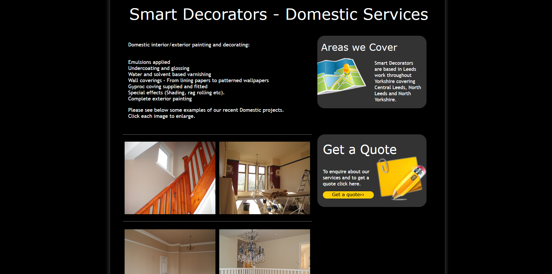 Sample of the design work on the Smart Decorators website